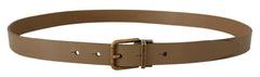 Dolce & Gabbana Brown Solid Leather Brass Buckle Classic Belt - 90 cm / 36 Inches - Belts