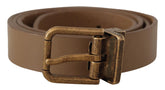 Dolce & Gabbana Brown Solid Leather Brass Buckle Classic Belt - 90 cm / 36 Inches - Belts