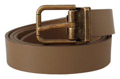 Dolce & Gabbana Brown Solid Leather Brass Buckle Classic Belt - 90 cm / 36 Inches - Belts