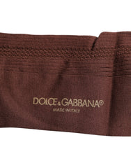 Dolce & Gabbana Brown Stretch Logo Print Mid Calf Socks - L - Crew Socks