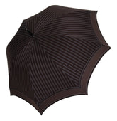 Dolce & Gabbana Brown Striped Leather Handle Collapsible Sartoria Umbrella - Rain Umbrellas