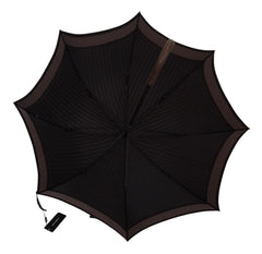 Dolce & Gabbana Brown Striped Leather Handle Collapsible Sartoria Umbrella - Rain Umbrellas