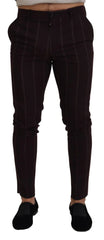 Dolce & Gabbana Brown Striped Men Trousers Cotton Pants - IT48 | M - Trousers
