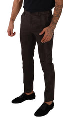 Dolce & Gabbana Brown Striped Wool Formal Trouser Dress Pants - IT48 | M - Trousers