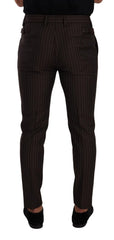 Dolce & Gabbana Brown Striped Wool Formal Trouser Dress Pants - IT48 | M - Trousers