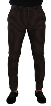 Dolce & Gabbana Brown Striped Wool Formal Trouser Dress Pants - IT48 | M - Trousers