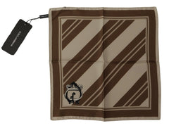 Dolce & Gabbana Brown Stripes DG Logo Square Mens Handkerchief Scarf - Scarves & Shawls