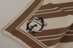 Dolce & Gabbana Brown Stripes DG Logo Square Mens Handkerchief Scarf - Scarves & Shawls