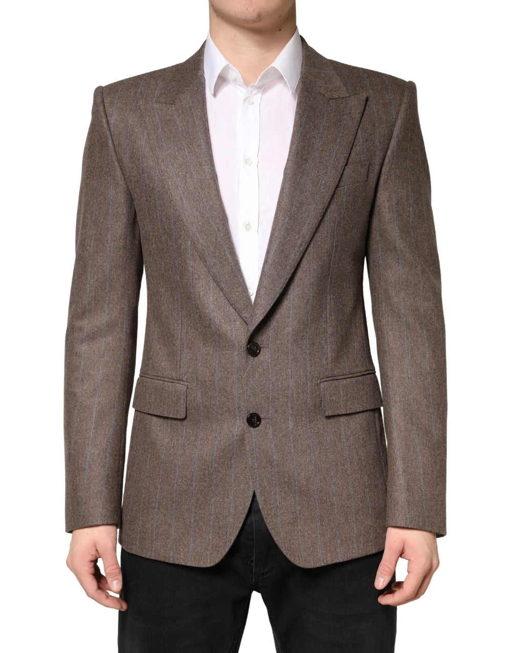 Dolce & Gabbana Brown Stripes Single Breasted Blazer - IT48 | M