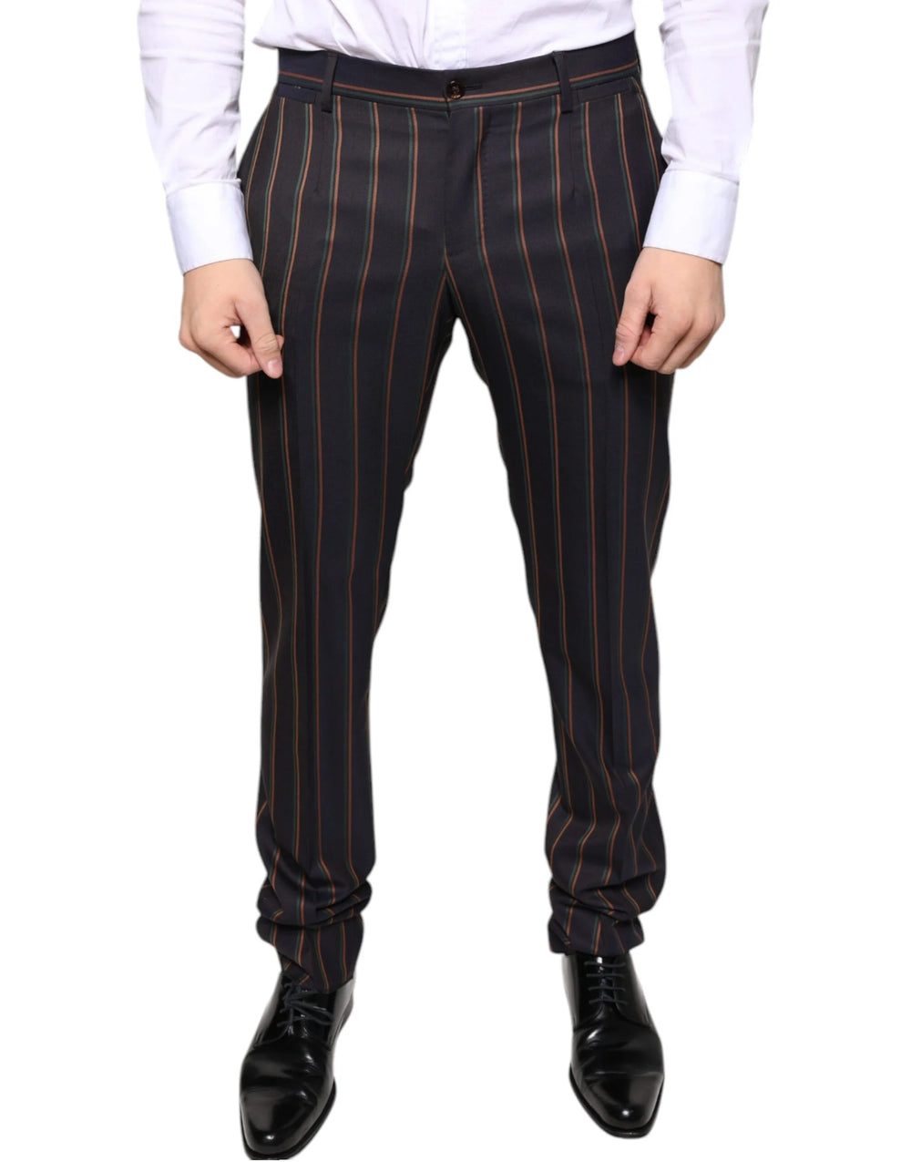 Dolce & Gabbana Brown Stripes Skinny Men Dress Pants - IT48 | M - Trousers