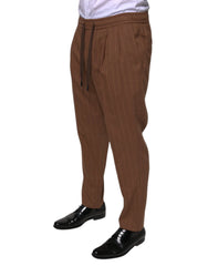 Dolce & Gabbana Brown Stripes Skinny Men Dress Pants - IT48 | M - Trousers