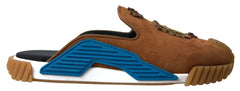 Dolce & Gabbana Brown Suede Crown Logo NS1 Slides Sandals - EU39/US6