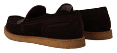 Dolce & Gabbana Brown Suede Leather Slip On Flats Moccasin Shoes - EU44/US11