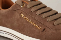 Dolce & Gabbana Brown Suede Logo Low Top Sneakers Men Shoes - EU39/US6