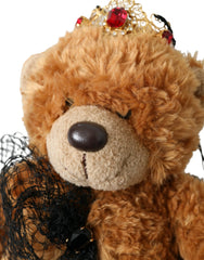 Dolce & Gabbana Brown Teddy Bear Gold Crystal Crown Hair Band Diadem - Headbands