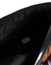 Dolce & Gabbana men's belt bag in brown tiger print nylon with black leather accents and silver-tone hardware.