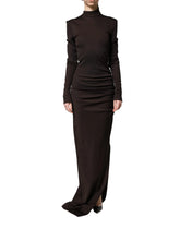 Dlhé šaty Dolce & Gabbana hnede s vysokým golierom z jersey - IT44 | L