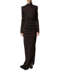 Dolce & Gabbana Brown Turtleneck Jersey Long Maxi Dress - IT44 | L