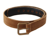 Dolce & Gabbana Brown Velvet Bronze Vintage Logo Metal Buckle Belt - 65 cm / 26 Inches - Belts