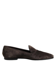Dolce & Gabbana Brown Velvet Leather Slip On Loafers Shoes - EU40/US7 - Flats