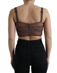 Dolce & Gabbana Brown Viscose Bustier Sleeveless Cropped Top - IT40|S - Tank Tops
