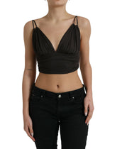Dolce & Gabbana Brown Viscose Plunging V-neck Cropped Tank Top - IT40|S - Tank Tops