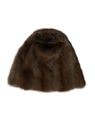 Dolce & Gabbana Brown Weasel Fur Womens Cashmere Hat Beanie - 58 cm|M - Beanies