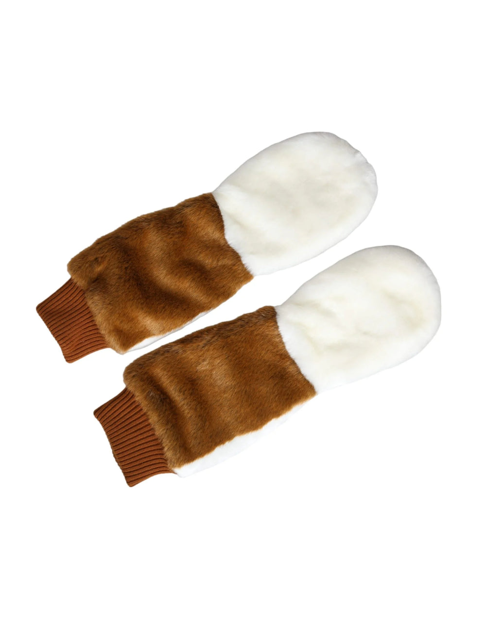 Dolce & Gabbana Brown White Acrylic Knitted Fur Mitten Gloves - Gloves & Mittens