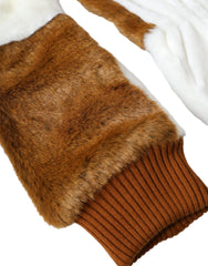 Dolce & Gabbana Brown White Acrylic Knitted Fur Mitten Gloves - Gloves & Mittens