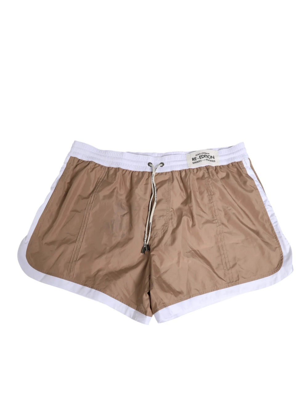 Dolce & Gabbana Brown White Polyester Re-Edition Shorts Swimwear - IT5 | M - Swim Boxers