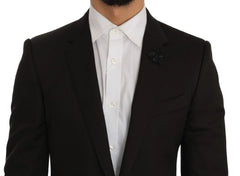 Dolce & Gabbana Brown Wool Crystal Bee Slim Fit MARTINI - IT46 | S - Pant Suits