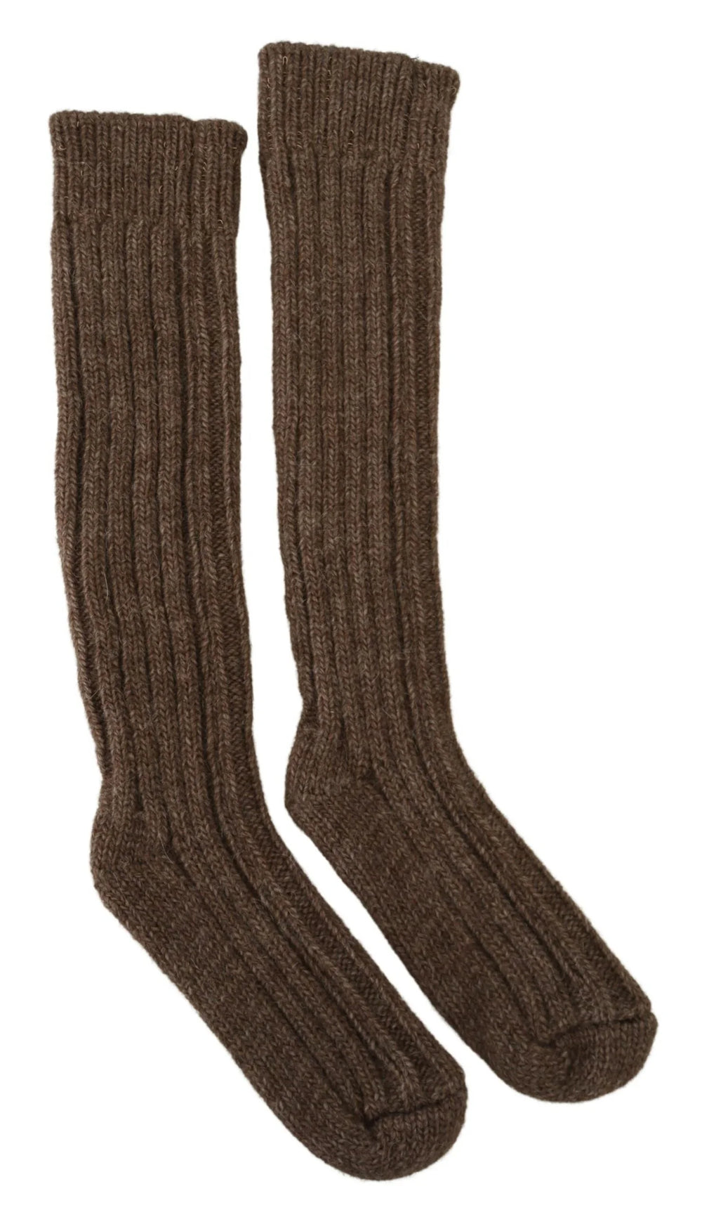 Dolce & Gabbana Brown Wool Knit Calf Long Women Socks - Heel Socks
