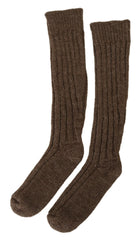 Dolce & Gabbana Brown Wool Knit Calf Long Women Socks - Heel Socks