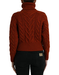 Dolce & Gabbana Brown Wool Knit Turtleneck Pullover Sweater - IT38 | XS - Sweaters
