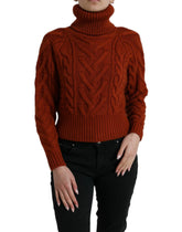 Dolce & Gabbana Brown Wool Knit Turtleneck Pullover Sweater - IT38 | XS - Sweaters