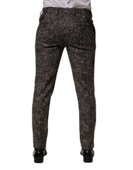 Dolce & Gabbana Brown Wool Plaid Skinny Dress Trouser Pants - IT48 | M