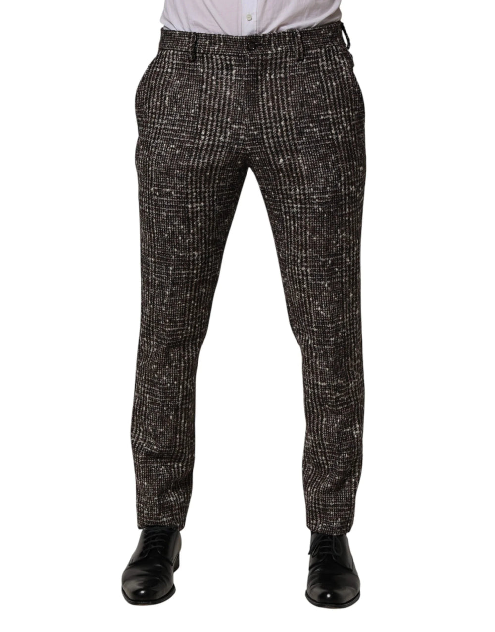 Dolce & Gabbana Brown Wool Plaid Skinny Dress Trouser Pants - IT48 | M