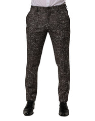 Dolce & Gabbana Brown Wool Plaid Skinny Dress Trouser Pants - IT48 | M