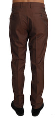 Dolce & Gabbana Brown Wool Silk Formal Trousers Pants - IT54 | XXL - Trousers