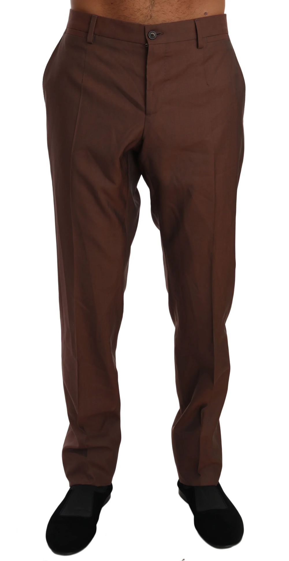 Dolce & Gabbana Brown Wool Silk Formal Trousers Pants - IT54 | XXL - Trousers