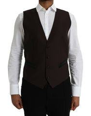 Dolce & Gabbana Brown Wool Waistcoat Dress Formal Vest - IT52 | XL - Vests
