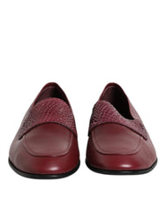 Dolce & Gabbana Burgundy Calfskin Leather Formal Slip On Shoes - Flats
