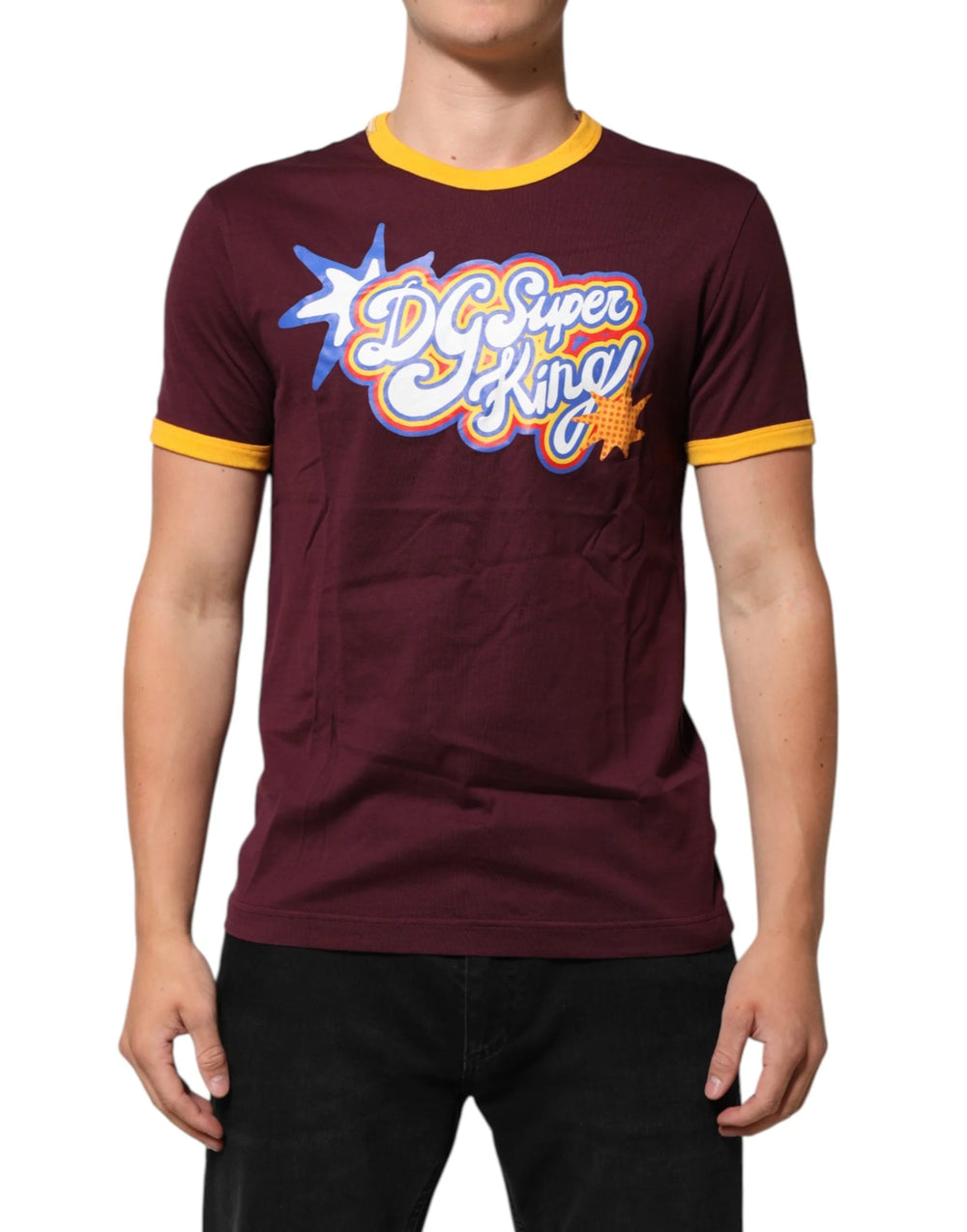 Dolce & Gabbana Burgundy Cotton DG Super King Logo T-Shirt - IT48 | M - T-Shirts