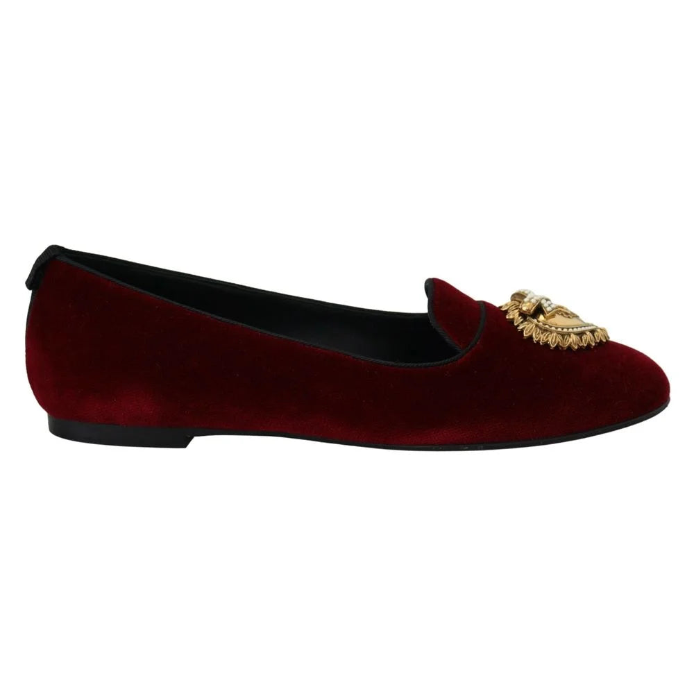 Dolce & Gabbana Burgundy Cotton Flat - EU37/US7