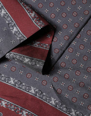 Dolce & Gabbana Burgundy Gray Patterned Fringe Foulard 141cm X 15.5cm Scarf