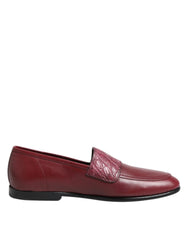 Dolce & Gabbana Burgundy Leather Formal Slip On Shoes - Flats