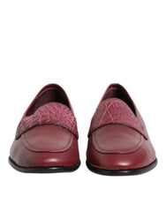 Dolce & Gabbana Burgundy Leather Formal Slip On Shoes - Flats