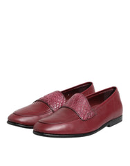 Dolce & Gabbana Burgundy Leather Formal Slip On Shoes - Flats