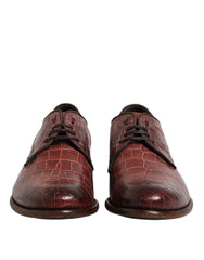 Dolce & Gabbana Burgundy Leather Lace Up Derby Dress Shoes - EU43/US10