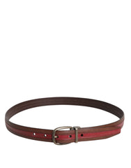 Dolce & Gabbana Burgundy Leather Metal Logo Buckle Belt - Belts
